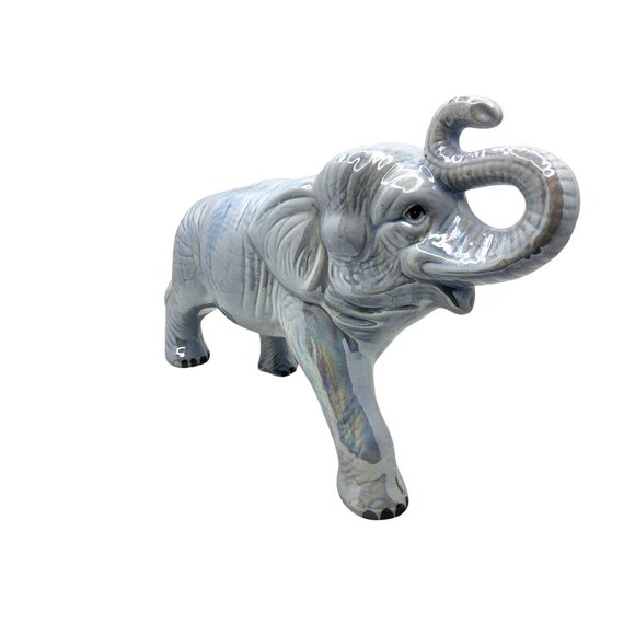 Vintage Porcelain Lusterware Iridescent Good Luck Elephant Figurine - Picture 5 of 7